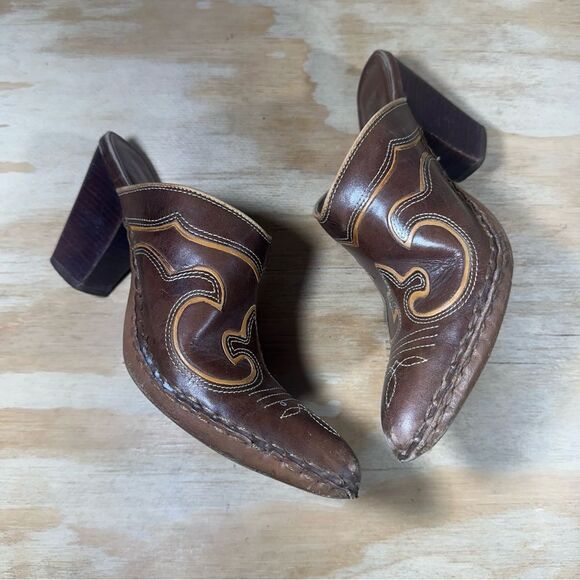 Frye Phoenix Dark Brown Leather Mules Women’s Size 7.5 - Picture 4 of 9